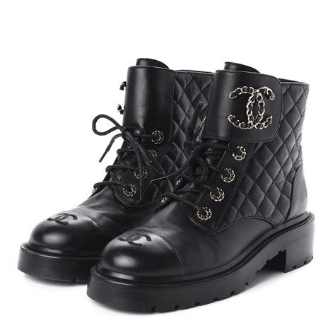 chanel quilted boots|chanel lace up combat boots.